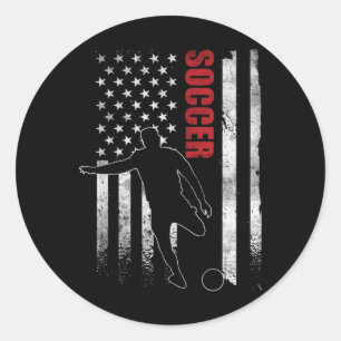 Soccer Apparel American Flag Soccer Player Us Flag Classic Round Sticker