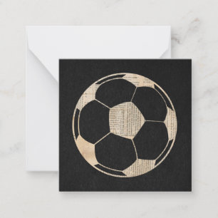 Soccer Art Soccer Ball with Newsprint on Black Card