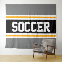 SOCCER Athletic Sporty Grey Black Yellow Stripes