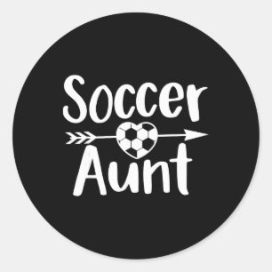 Soccer Aunt Heart Sport Lover Auntie Mother's Day  Classic Round Sticker