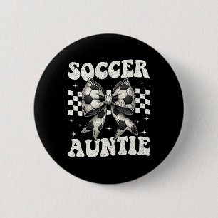 Soccer Auntie Funny Coquette Bow Soccer Aunt 6 Cm Round Badge