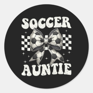 Soccer Auntie Funny Coquette Bow Soccer Aunt  Classic Round Sticker