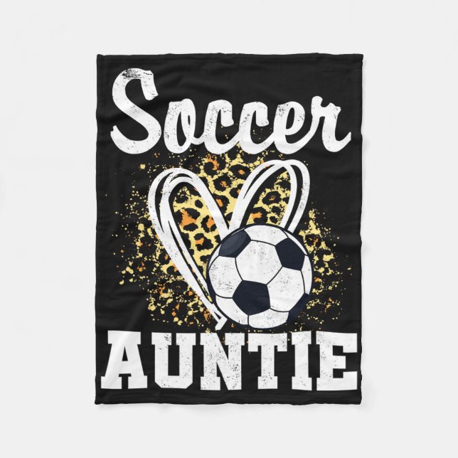 Soccer Auntie Leopard Heart  Fleece Blanket (Front)