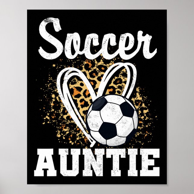 Soccer Auntie Leopard Heart  Poster (Front)