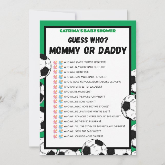 Soccer Baby Shower Game, Football - Editable Name, Invitation (Front)