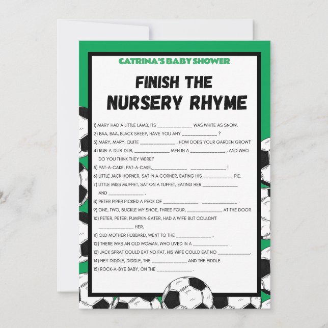 Soccer Baby Shower Game, Football - Editable Name, Invitation (Front)