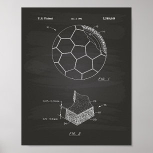 Soccer Ball 1996 Patent Art - Chalkboard Poster