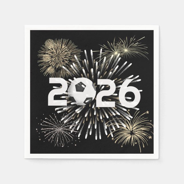 Soccer Ball  2026 New Year's Eve Party Napkin (Front)