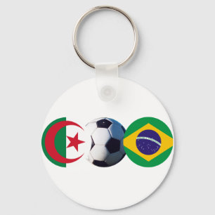 Soccer Ball Algeria & Brazil Flags The MUSEUM Zazz Key Ring