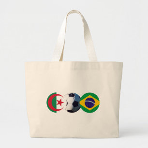 Soccer Ball Algeria & Brazil Flags The MUSEUM Zazz Large Tote Bag