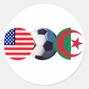 Soccer Ball Algeria & USA Flags The MUSEUM Zazzle Classic Round Sticker