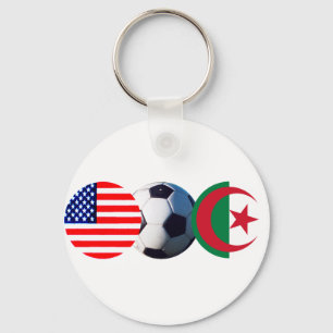 Soccer Ball Algeria & USA Flags The MUSEUM Zazzle Key Ring