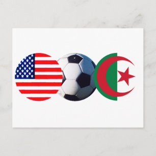 Soccer Ball Algeria & USA Flags The MUSEUM Zazzle Postcard