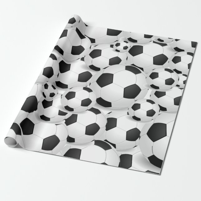 Soccer Ball all over giftwrap Wrapping Paper (Unrolled)