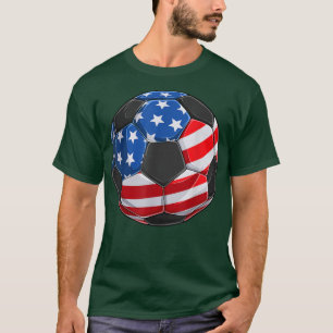 Soccer Ball American Flag 4th of July Kids Boys Am T-Shirt