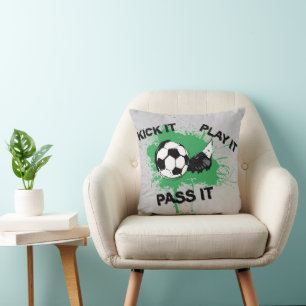 Soccer ball and boot design cushion