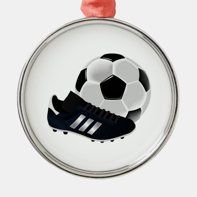 Soccer Ball and Cleats Metal Tree Decoration (Front)