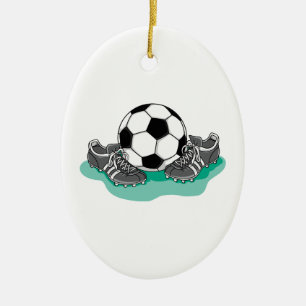 soccer ball and cleats vector design ceramic tree decoration