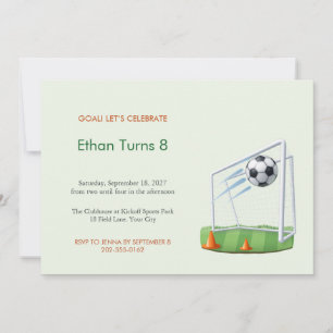 Soccer Ball and Goal Kids Birthday Invitation