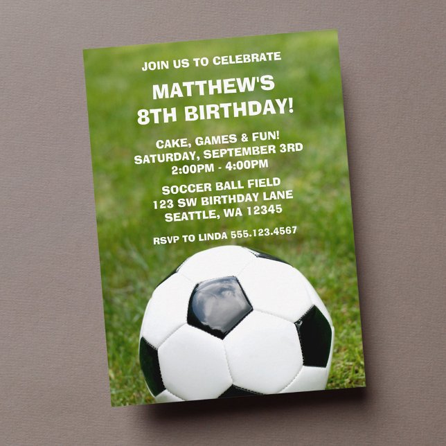 Soccer Ball and Grass Birthday Party Invitations (Creator Uploaded)