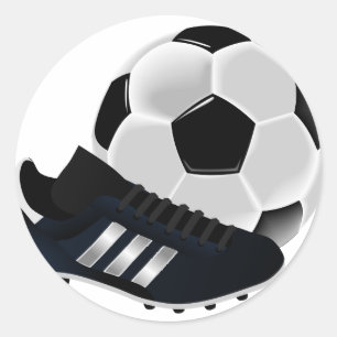 Soccer Ball and Shoe Classic Round Sticker