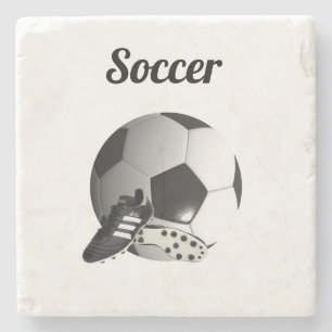 Soccer Ball And Shoes, Stone Coaster