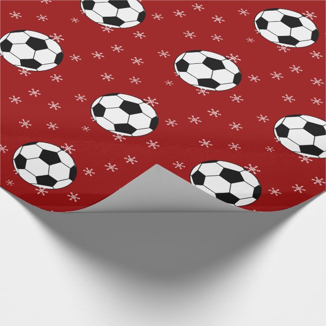 Soccer Ball and Snowflake Holiday Wrapping Paper (Corner)