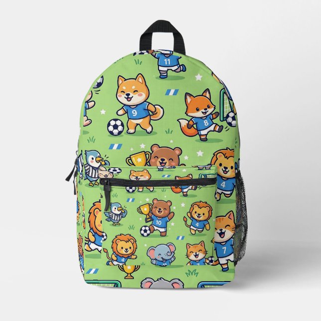 Soccer Ball Animal Backpack – Cute Pattern (Front)