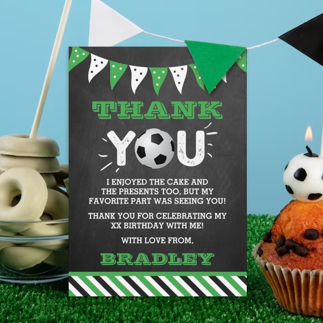 Soccer Ball Any Age Birthday Thank You Card (Creator Uploaded)