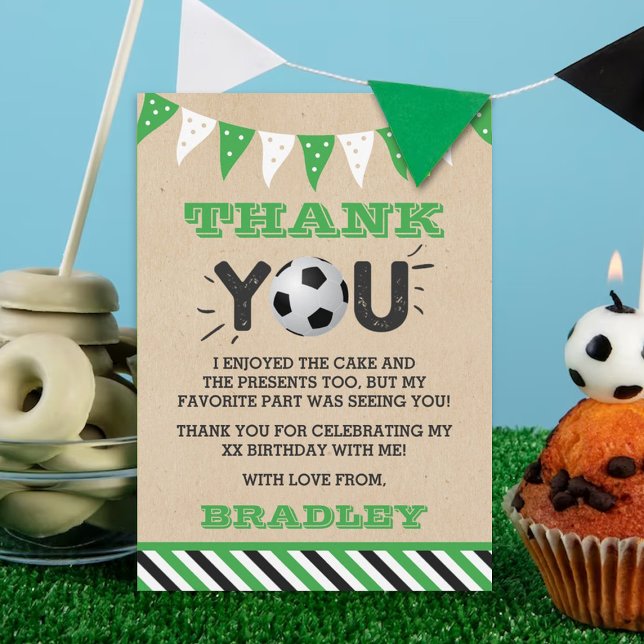 Soccer Ball Any Age Birthday Thank You Card (Creator Uploaded)