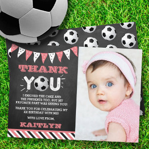 Soccer Ball Any Age Photo Birthday Thank You Card