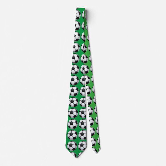 Soccer Ball Art Pattern Green Tie (Front)
