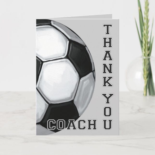 Soccer Ball Art Thank You Coach Card (Front)
