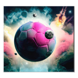 Soccer ball as a Planet Photo Print