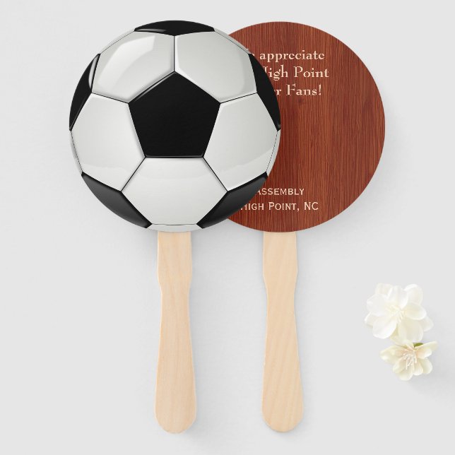 Soccer Ball Auction Paddle Hand Fan (Front and Back)