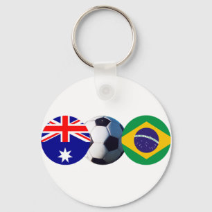 Soccer Ball Australia & Brazil Flag The MUSEUM Key Ring