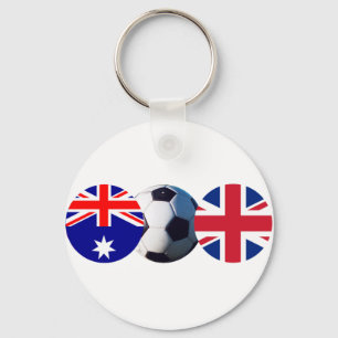 Soccer Ball Australia & UK Flag jGibney The MUSEUM Key Ring