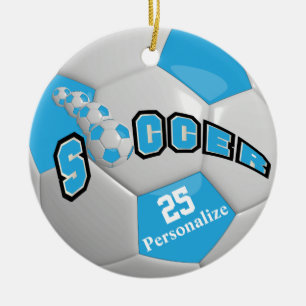 Soccer Ball - Baby Blue   Personalise Ceramic Ornament
