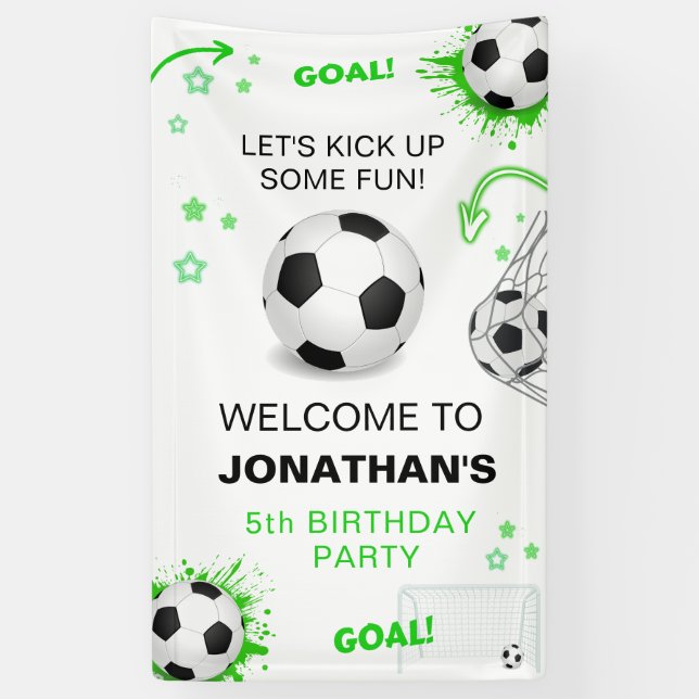 Soccer Ball Birthday Backdrop Banner (Vertical)