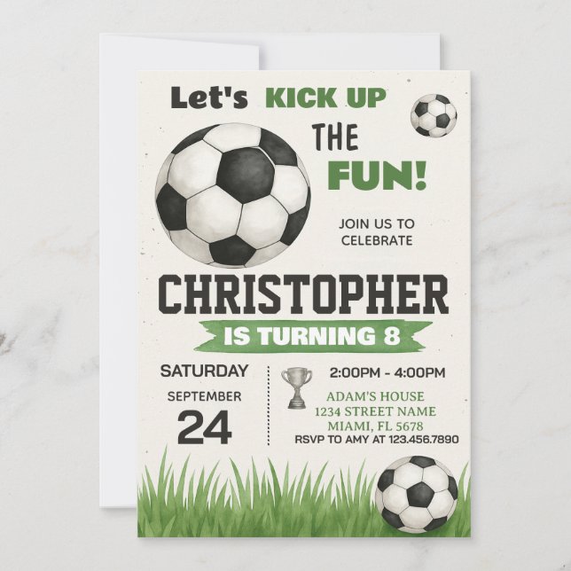 Soccer Ball Birthday Invitation (Front)