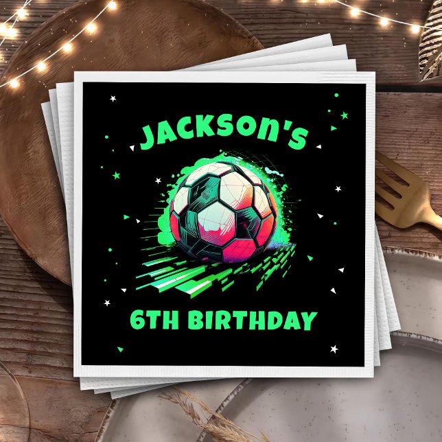 Soccer Ball Birthday Paper Napkin (Creator Uploaded)