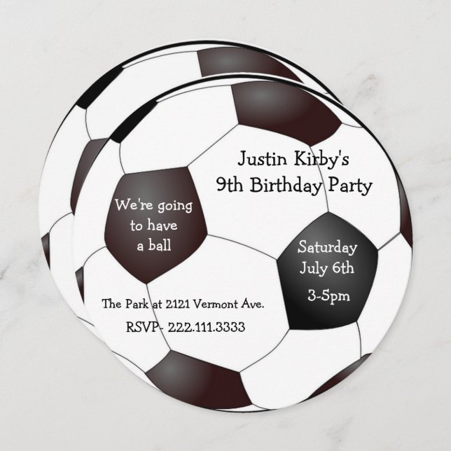 Soccer ball Birthday Party Invitation (Front/Back)