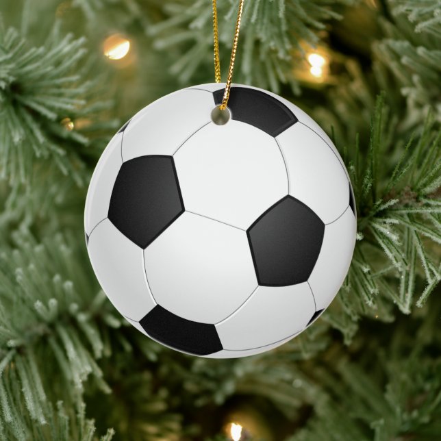 Soccer Ball Black and White Classic Ceramic Ornament (Tree)