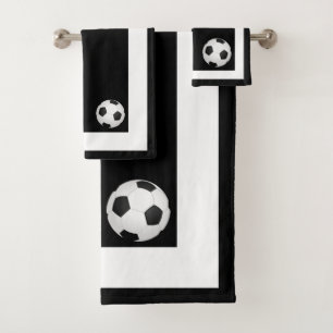 Soccer Ball Black and White Towel Set