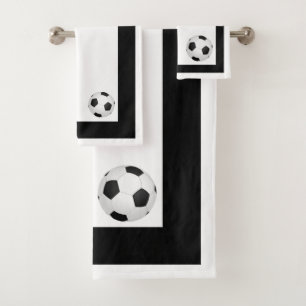 Soccer Ball Black and White Towel Set