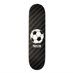 Soccer Ball; Black & Dark Grey Stripes Skateboard