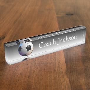 Soccer ball black fade desk nameplate