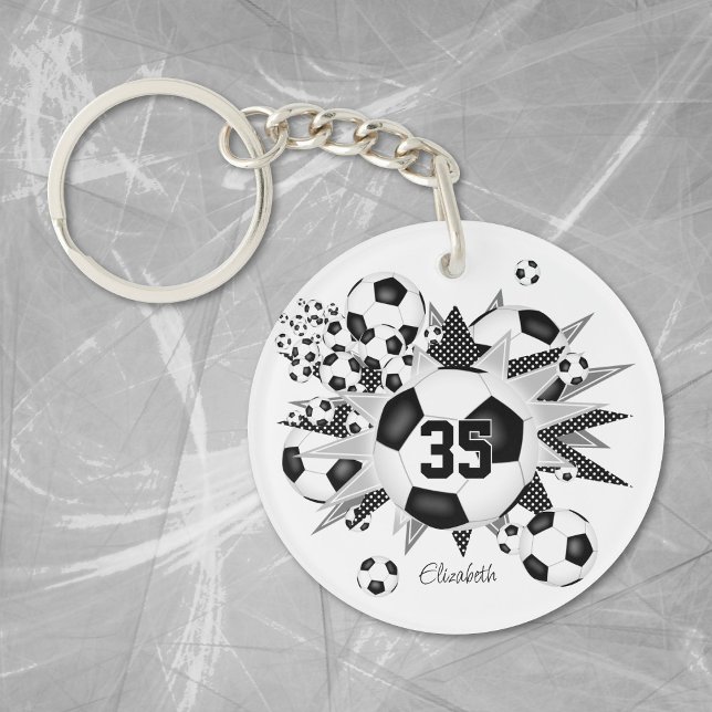 Soccer ball blowout girls team jersey number  key ring (Creator Uploaded)