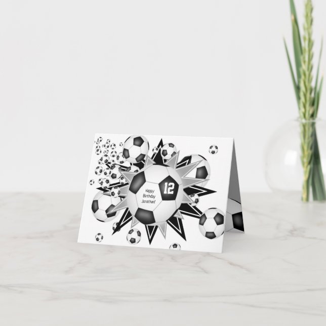 soccer ball blowout kids sports star birthday card (Front)