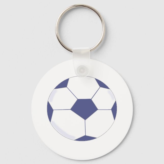 Soccer Ball - Blue and White Key Ring (Front)